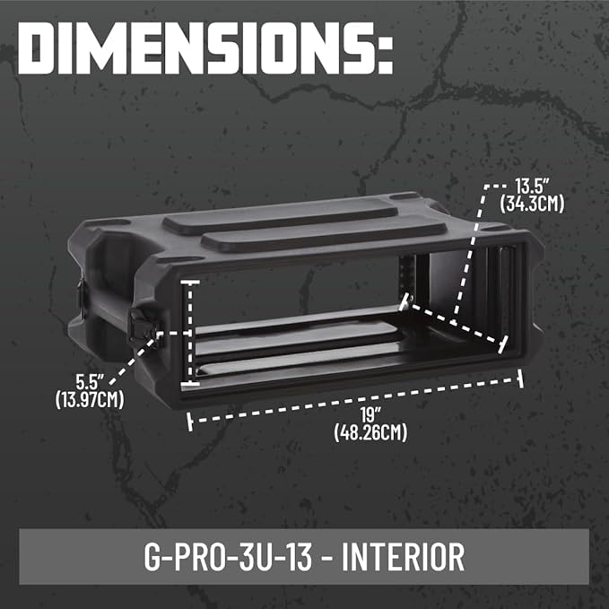Gator Cases Pro Series 3U Rack Case with Shallow 13" Depth, Roto Molded Made in USA (G-PRO-3U-13)