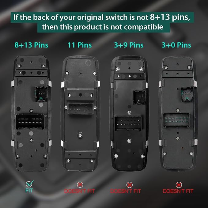 Master Power Window Control Switch for 2013 2014 2015 2016 Dodge Dart 68271203AB 56046568AC 56046553AB, 8+13 Pins, Front Left Driver Side Door Lock Window Controller
