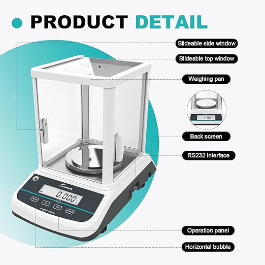 JOANLAB Analytical Balance 300g x 1mg Scale High Precision 0.001g Accuracy Digital Lab Scale for Laboratory Pharmacy Jewelry w/Front & Rear Display