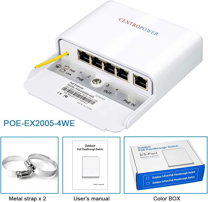 Outdoor 5 Port PoE Switch/Extender/Booster, 60W 48V 10/100/1000M POE - Image 8