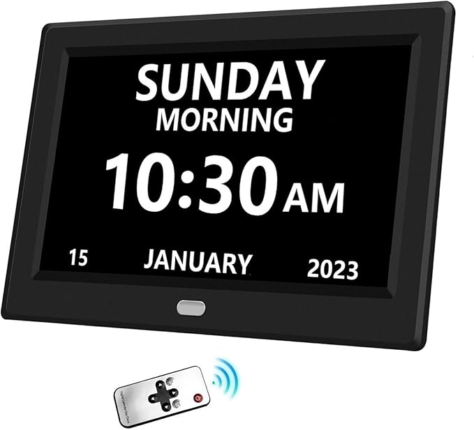 MRCHYDZ 10 Inch Clock with Day and Date for Elderly Large Display Digital Clocks 12 Alarm 3 Display Modes Large Font Alzheimer's Clock Alarm Clocks for Seniors Auto DST 10in Black