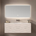 32IN Bathroom Vanity - Smart Defogging Mirror Cabinet | Waterproofing Technology & Wave Shaped Door Panel, Floating Bathroom Vanities with Large Storage Space (Mirror)