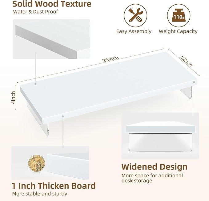 SSWOOD Monitor Stand Riser, Wood & Acrylic Computer Monitor Stand Desk Desktop Organizer Table for Home, Office Workspace, Laptop Riser, Printer, PC & TV Screen Riser