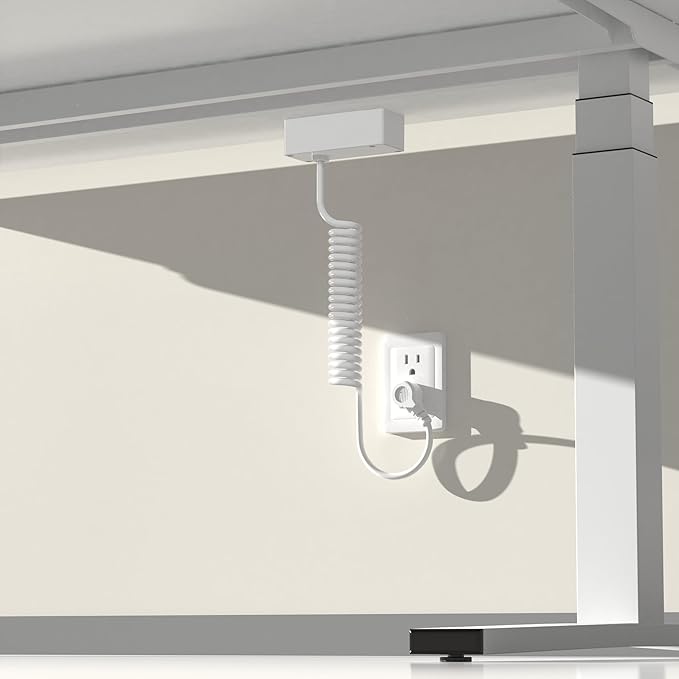 Recessed Power Strip USB C 65W Fast Charging Station,in Drawer Outlet,Furniture Flush Mount for Desktop,Workspace Essential Desk Outlet (White, 6FT)