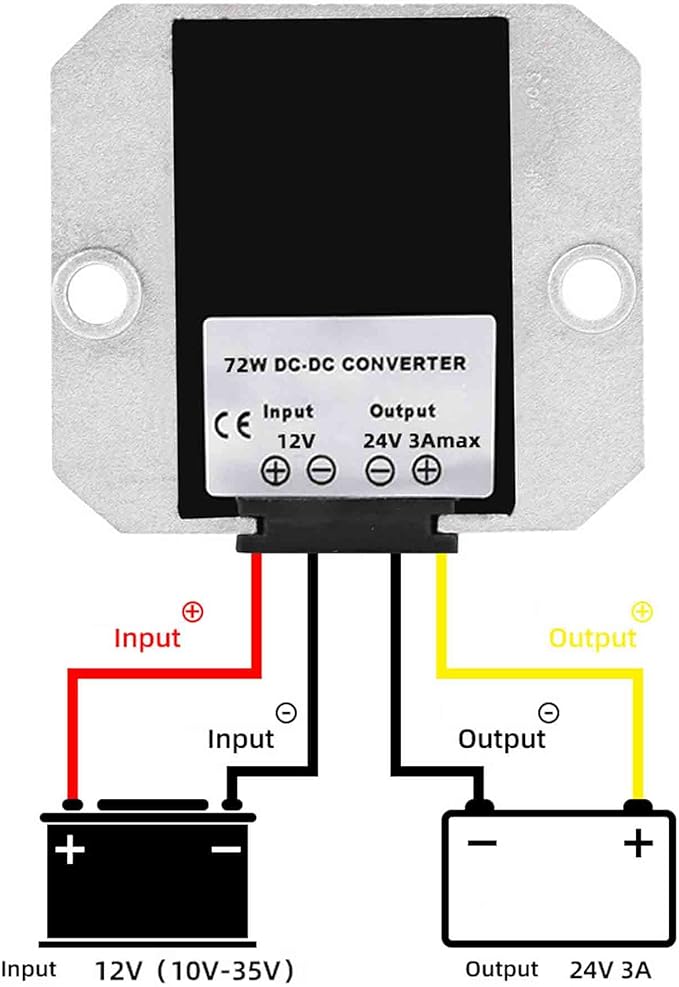MGGi DC Voltage Boost Converter, 12V Step Up to 24V 3A 72W Regulator Booster, Converter Power Supply Module Boost Transformer, Waterproof Power Adapter - for Colf Cart Club Car Truck Vehicle Boat