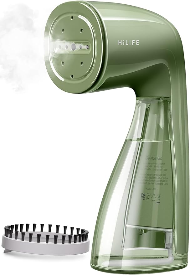 HiLIFE Steamer for Clothes, 1100W Clothes Steamer with Large 300ml Tank, Handheld Clothing Steamer, Fabric Wrinkle Remover, Portable & Compact Travel Size Garment Steamer ONLY FOR 120V (Green)