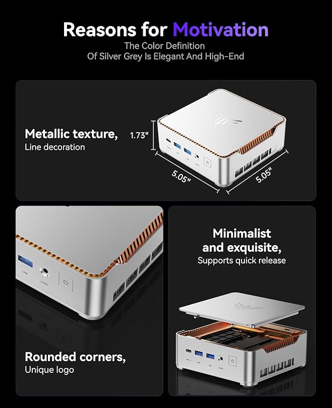 KAMRUI Hyper H2 Mini Gaming PC, in-tel Core i7-13620H Mini Computers (Beats 1280P, 10C/16T, up to 4.9GHz), 32GB RAM 1TB PCle4.0 SSD Desktop Computer, Triple 4K Display, USB4, WiFi6, BT5.2, Business