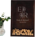 ARYCRAFTS Personalized Wooden Wine Cork Holder Shadow Box – Custom Engraved Display Case for Weddings, Engagements, Anniversaries & Wine Lovers – Rustic Memory Keepsake with Clear Front Panel