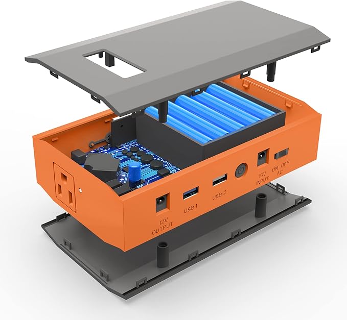 Portable Power Bank with AC Outlet, 65W 110V Portable Laptop Charger Battery Bank 23400mAh External Battery Pack Backup Power Source for Outdoor Tent Camping RV Home Office Smart Devices-Orange