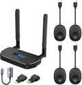 Wireless Hdmi Transmitter and Receiver 4k. One Receiver and Four Transmitter,Switch at Will,165FT/50M VGA Dual Screen Casting Video Audio from PC/Laptop/Netfix/TikTok to Monitor,Projector Equipment