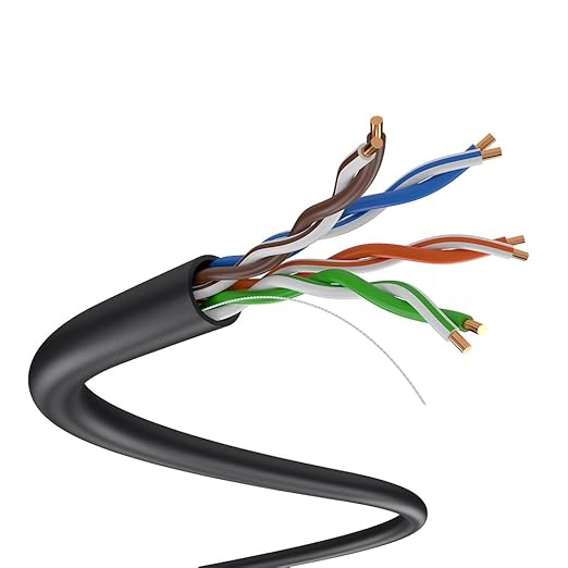 SolidLink CAT5e Ethernet Cable 1000ft – 24AWG Solid CCA UTP Unshielded CAT 5e, High Speed Lan Network, RJ45 Cable, Easy Pull Box Ethernet Cord (Black)