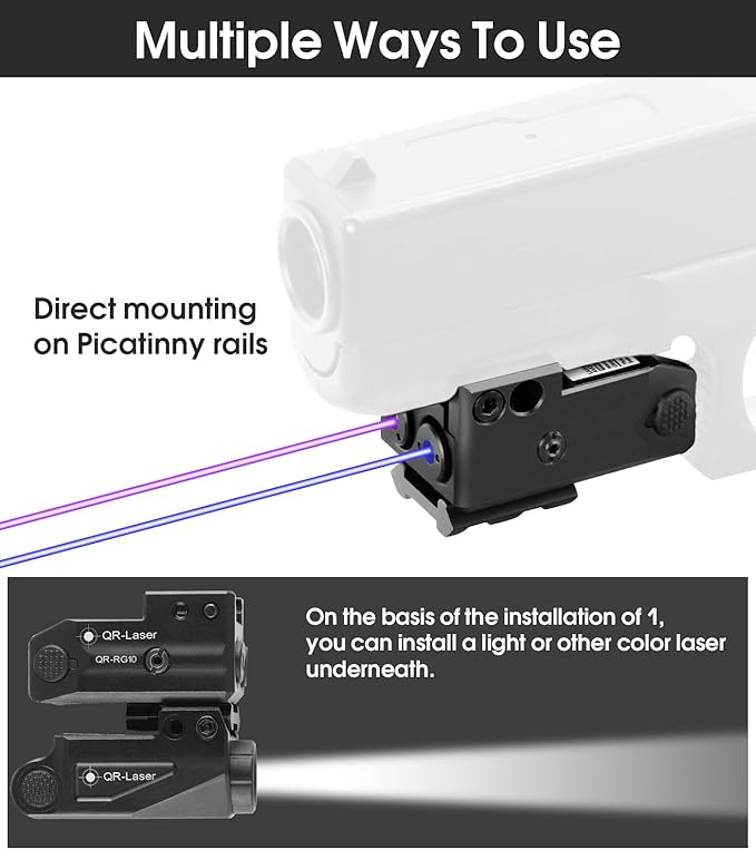 Red Green Purple Blue Laser Light Combo, 800 Lumens Tactical Flashlight Laser - Image 3