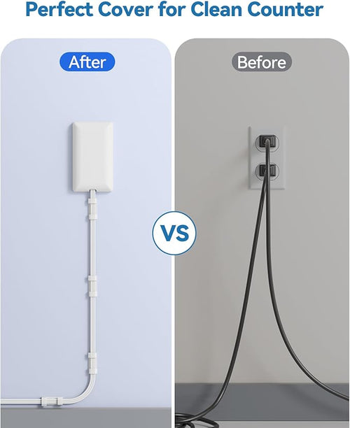 10FT Extension Cord with Outlet Cover & Multi USB, Ultra Thin Outlet Concealer with Cord & 12AC Outlet 6 USB (24W/4.8A), Charging Station for Multiple Devices, for Behind Wall Furniture Couch TV