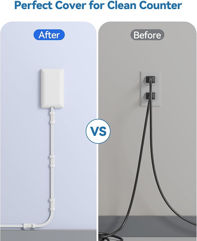 Extension Cord with Outlet Cover & Multi USB- 5 FT, Ultra Thin Outlet Concealer with Cord & 12AC Outlet 6 USB (24W/4.8A), Charging Station for Multiple Devices, for Behind Wall Furniture Couch Sofa TV