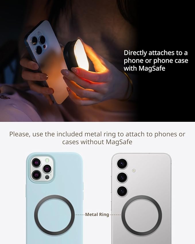 SmallRig Magnetic Selfie Light for iPhone, Phone Light with a Mirror, Instant Attachment for MagSafe, for Selfies, Video Conference, Vibe P48 Black