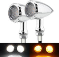 TSUNG 2PCS Motorcycle Bullet LED Front Turn Signal White Amber Light SMD by TSUNGMOTO