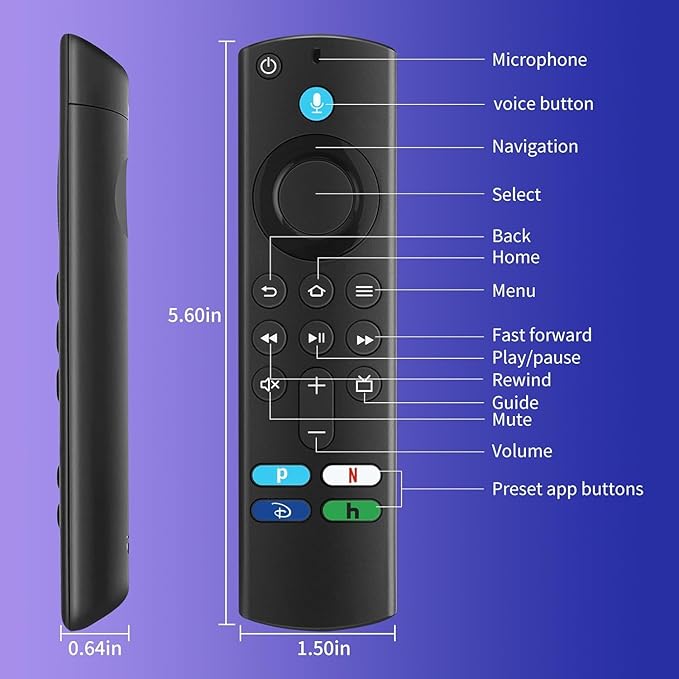 L5B83G (FourthGen) Replacement Voice Remote Fit for Amazon SmartTV Cube (1stGen, 2ndGen), for Amazon SmartTVStick (4K, 4K Max, Lite), Fit for Amazon SmartTVStick