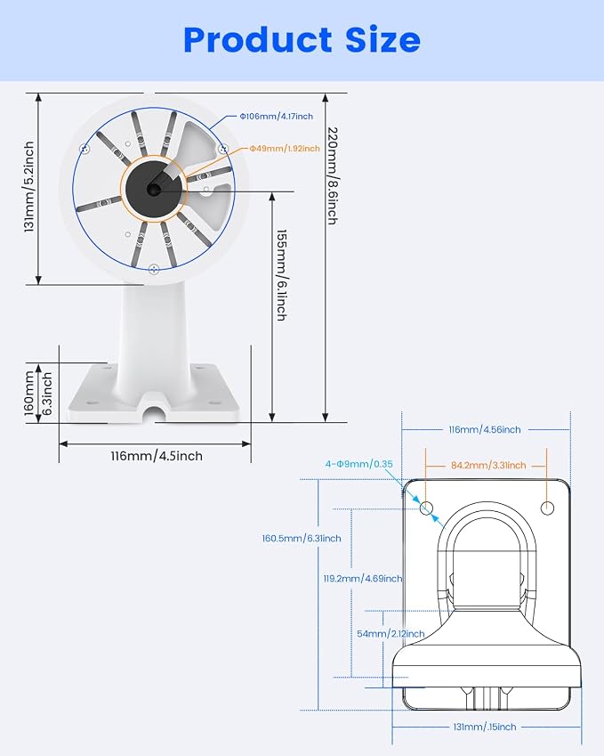 Metal Security Camera Wall Mount Bracket - Image 3