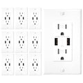 EverElectrix 10 Pack 4.8A Wall Outlet with USB Ports 15Amp Duplex USB Wall Outlets Tamper Resistant Outlet Charger, UL Listed, Electrical Outlet with Dual Port, White Outlets Receptacles