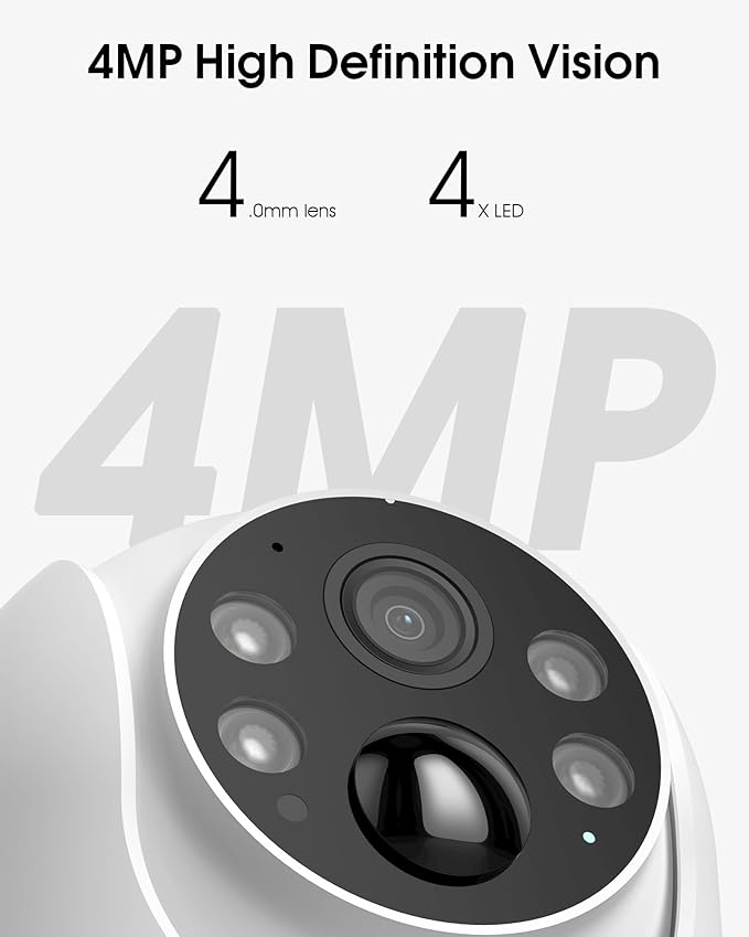 ARCCTV Solar Security Cameras Wireless Outdoor, 4MP 360° View Battery Powered Outdoor Camera, Night Vision with Spotlight, 2-Way Audio, PIR Motion Sensor, 2.4G/5G Dual Band WiFi, SD/Cloud Storage