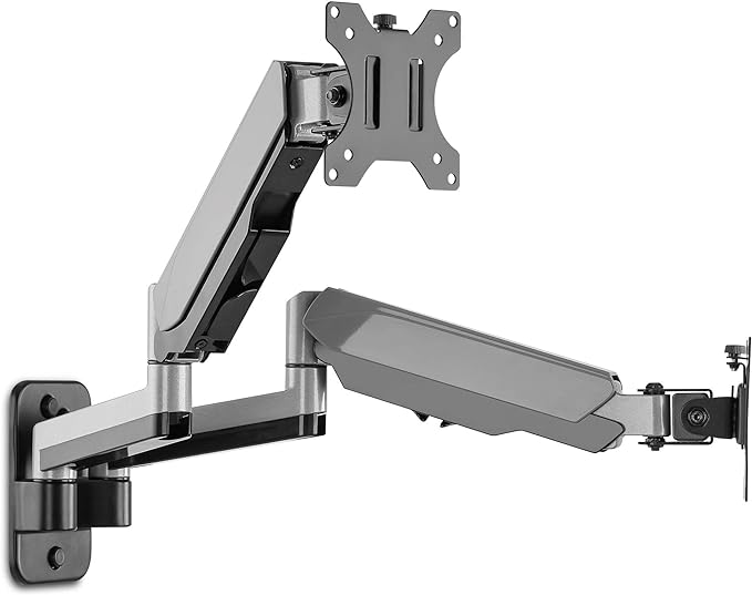 AVLT Dual 13"-32" Monitor Wall Mount fits Two Flat/Curved Computer Screen to Reduce Eye & Neck Strain | Full Motion Swivel Tilt Rotation Height Adjustable Arm | VESA/Cable Management