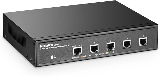 MokerLink 5 Port 10G Unmanaged Ethernet Switch, 10G/5G/2.5G/1G Auto-Adaptive by MokerLink