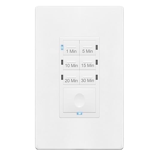 ENERLITES Countdown Timer Switch for Bathroom Fans and Lights, 1-30 Min, Neutral Wire Required, UL Listed, White
