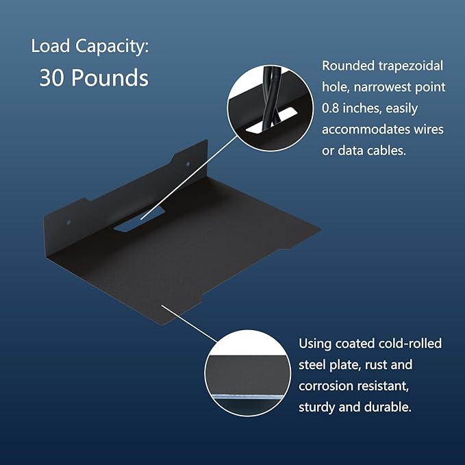 PzewMo Floating Metal Wall Mount Shelf,Shelf for Projector,TV Cable Box,Router,Speaker,Sound Bar,Camera,Gaming,Decor Display (1, Medium)