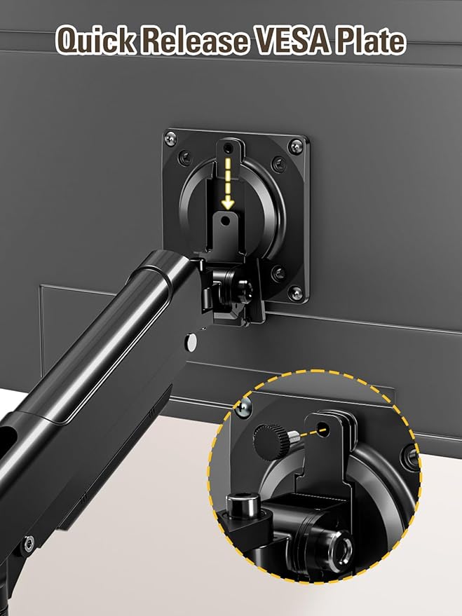 DreamAxis Dual Monitor Stand for 13-32 Inch Computer Screens, Dual Monitor Arms, Each Arm Holds 4.4-22lbs, Fully Adjustable Monitors Desk Mount with C-Clamp and Grommet Base, VESA 75x75/100x100mm