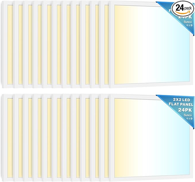 Sunco 24 Pack 2x2 LED Flat Panel Light, Dual Selectable CCT 4000K/5000K/6000K & Selectable Wattage 30W/35W/40W, 5200 Lumens, Dimmable 0-10V, Back-Lit Troffer Replacement Light Fixture ETL