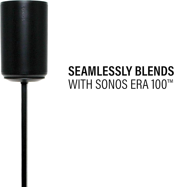Sanus Height-Adjustable Speaker Stands Pair for Sonos Era 100™ - Premium Speaker Stand w/Durable Steel Design & Built-in Cable Managment - Easy DIY Install - Black