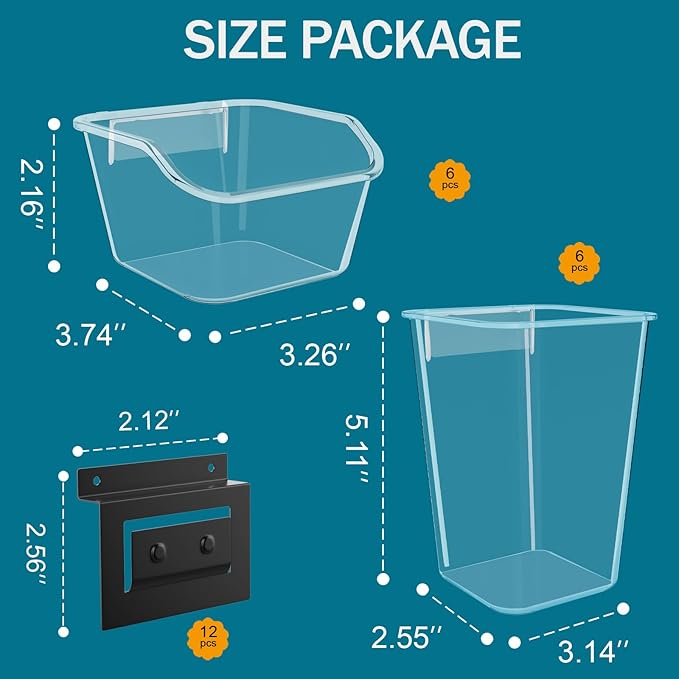 Daanxw 12 Packs Slatwall Accessories,Includes 6 Packs of Slatwall Boxes and 6 Packs of Slatwall Cups,Slatwall Containers Storage Organizer for Craft Garage Tool Storage Room Panel (Transparent)