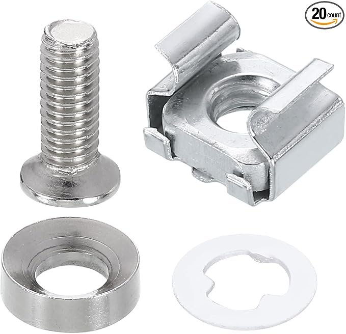 PATIKIL Rack Mount Cage Nut, Carbon Steel Rack Screws Zinc Square Snap-in Cage by PATIKIL
