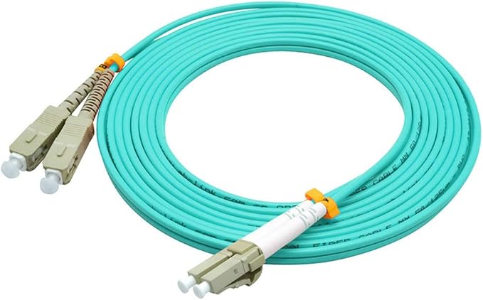 Jeirdus 3Meters 10ft LC to SC Duplex 50/125 10G OM3 Multi-Mode Fiber Optic Cable Jumper Optical Patch Cord LC-SC