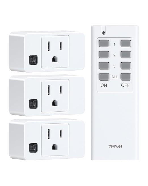 Remote Control Outlet, 200FT Long Range Wireless Light Switch, Mini Electrical Outlet Plug, 15A/1875W High-Power Switch for Lights, Fans, Household Appliances, FCC & ETL Listed (3 Outlets + 1 Remote)