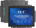 GreenTouch 12.1 Inch 1000 Nits High Brightness Display Capacitive Touchscreen Open Frame LCD Touch Screen Monitor - Front IP65 and IK08-1024 x 768 - Black