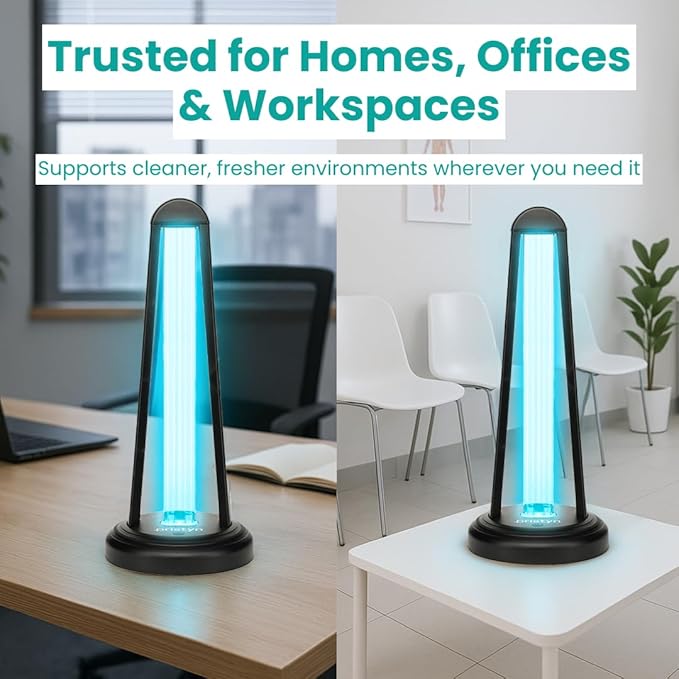 AirShield+ UV Light Sanitizer w/Spare Bulb – Premium UV Sanitizer Device with Remote Control, Timer Settings & Safety Shutoff – Chemical-Free Portable UVC Light for Home & Office