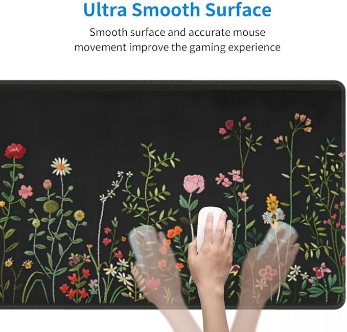 CANFLASHION Desk Pad,Office Desk Mat 31.5"×11.8" Large Gaming Mouse Pad,Durable Extended Computer Mouse Pad,Waterproof Thick Big Mouse Pads with Non-Slip Rubber Base Office Home Colorful Flowers