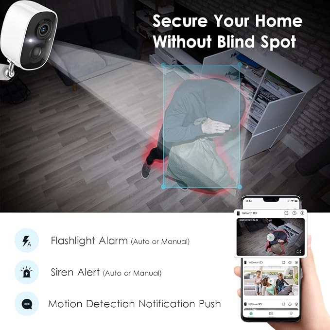 GMK Security Camera Wireless Outdoor, 2K Color Night Vision AI Motion Detection - Image 4