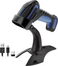 Tera Barcode Scanner Wireless 2D QR with Stand: Pro Version Battery Level Indicator 2500mAh Industrial Grade Bar Code Reader 3-in-1 Works with Bluetooth 2.4G USB Wired 8100 Dark Blue