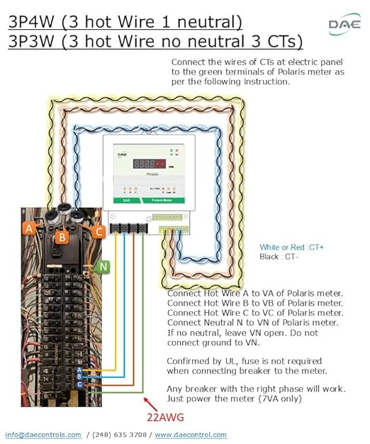 DAE P204-100 KIT UL kWh Smart Submeter, 3 Phase, 100A, 120/208v, 3 Split Core CTs