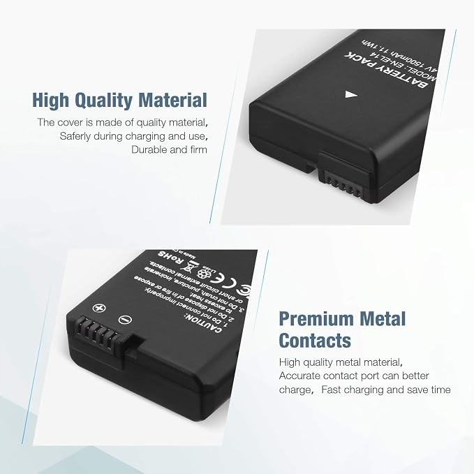 EN-EL14 EN EL14A Battery 2-Pack 1500mAh Li-ion Batteries Compatible - Image 4