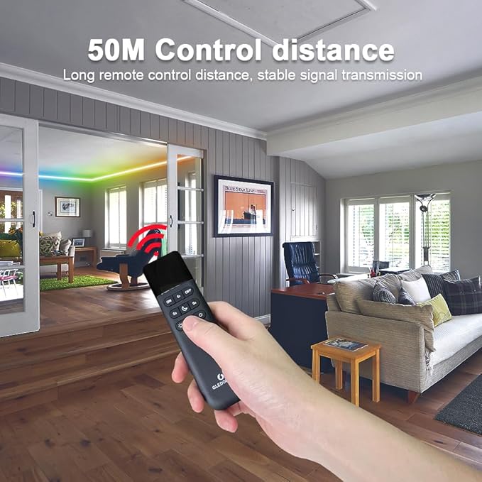 GLEDOPTO WLED Remote Control RGB IC LED ESP Now APP WiFi Wireless Brightness Adjust 4 Scenes Preset Night Light 50 Meters Control Distance Work with WLED Controller Device(Battery not Included)