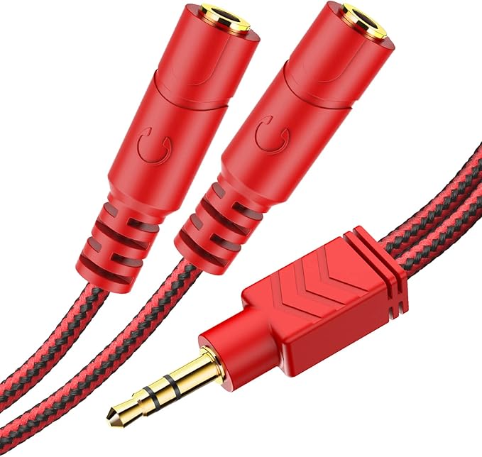 MillSO Headphone Splitter, 3.5 mm Audio Splitter TRS Male to 2 Female Stereo Y Splitter Extension Cable for Dual Headphones/Speakers to Smartphone, Mp3, Laptop, Tablet, PC - 8inch