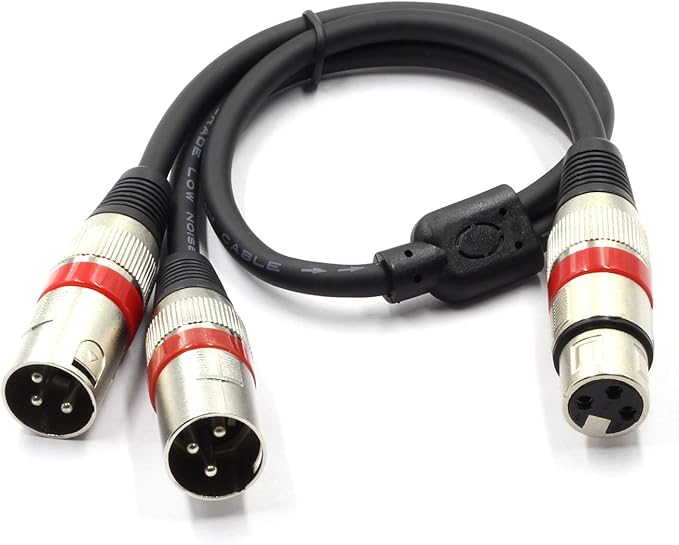 SiYear XLR Splitter Cable - XLR Female to Dual Male 3 Pin Patch Y Cable Balanced Microphone Splitter Cord Audio Adapter (50CM)