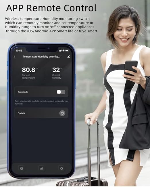 Yitouniu Tuya Smart WiFi 16A Temperature Humidity Switch Sensor Module with Energy Consumption Monitoring, APP Bluetooth Wireless Remote Control,Works with Alexa Google Home (Temperature Humidity)