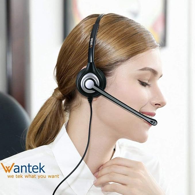 Wantek Phone Headset Wired Computer Headset with Microphone – Noise Cancelling 3.5mm/2.5mm Headphones for PC, Laptop, Mac, iPhone, Samsung – Compatible with Zoom, Teams, Call Center, Home Office