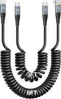KIYODA USB C to USB C Cable [3FT+6FT], 2Pack Coiled USB C Charger Cable for Car, Type C Fast Charging Cable Compatible with iPhone 17/16/ 15/Plus/Pro/Pro Max/MacBook Pro 2020/Samsung Galaxy S23