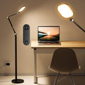 LitONES Ring Light with Stand, 15W Dimmable Zoom Lighting for Computer, Home Office, Reading, Video Calls, 66 Inches Floor Lamp with Flexible Swing Arm, AC Plug, Remote, Memory & Timer CRI >95