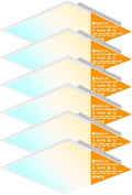 6 Pack 2x2 LED Flat Panel Light Drop Ceiling Office Fixture,Surface Mount Drop Ceiling Fixture,4800LM, 20W/25W/30W/35W/40W Selectable,3000K/3500K/4000K/5000K/6500K 5CCT,Dimmable (0-10V),ETL Listed